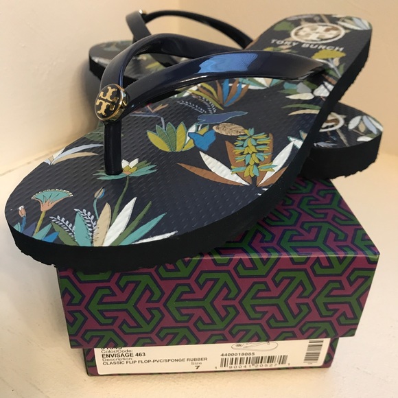 Tory Burch Shoes - Tory Burch Navy Rubber Flip Flops New in Box Size7